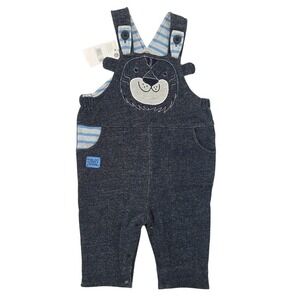 Pumpkin Patch Baby Denim Colored‎ Overalls Lion Applique 6–12M  100% Cotton